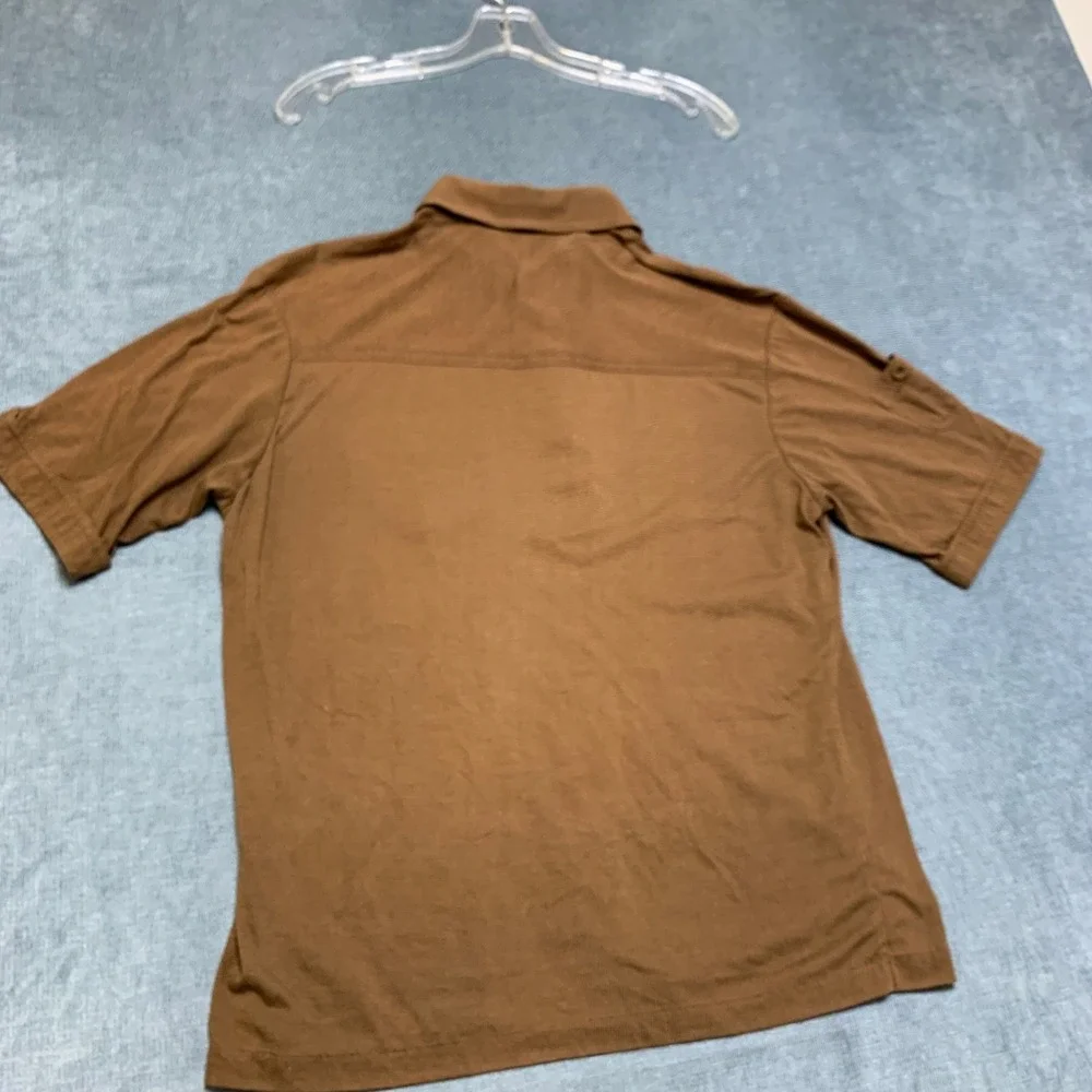 Scene III by Da Vinci Polo Shirt Mens Large Brown Chest Pockets Golf Performance